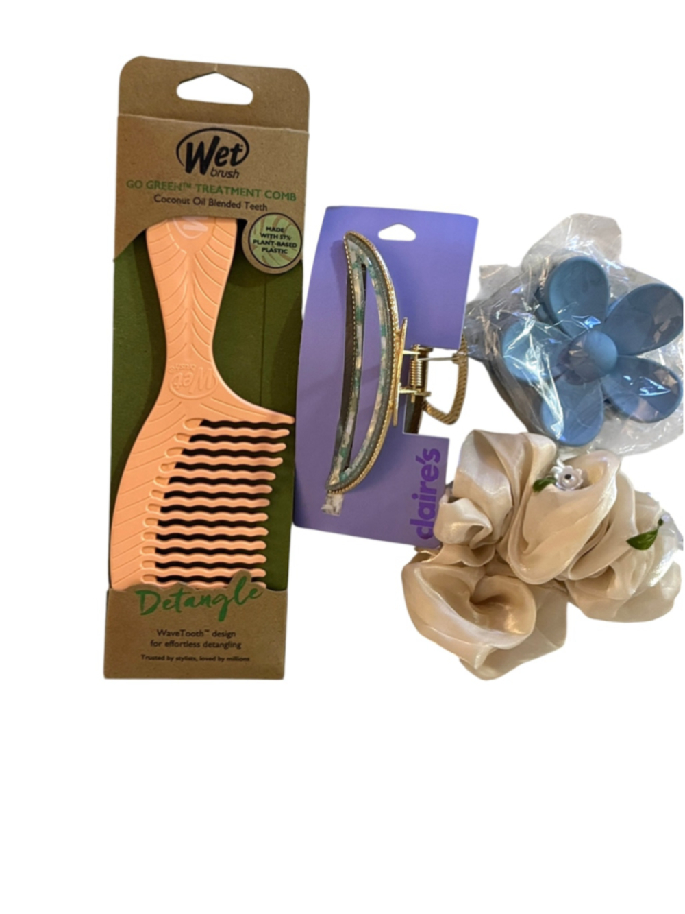 New Wet Brush Comb, Hair Clip, Scrunchie Set